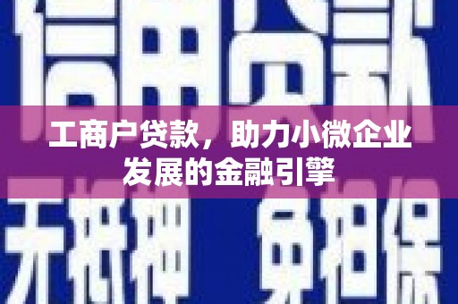 西港工商户贷款，助力小微企业发展的金融引擎