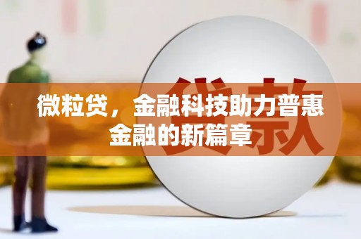 西港微粒贷，金融科技助力普惠金融的新篇章