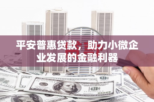 西港平安普惠贷款，助力小微企业发展的金融利器